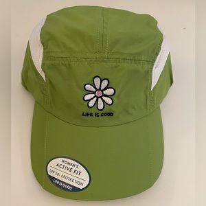 LIFE IS GOOD ADJUSTABLE ACTIVE FIT BASEBALL CAP WOMENS HAT GREEN UPF 50+ NWT